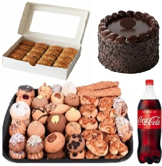 9-10 Kişilik Çikolatalı Yaş Pasta + Kuru Pasta + Cevizli Baklava Menü pasta